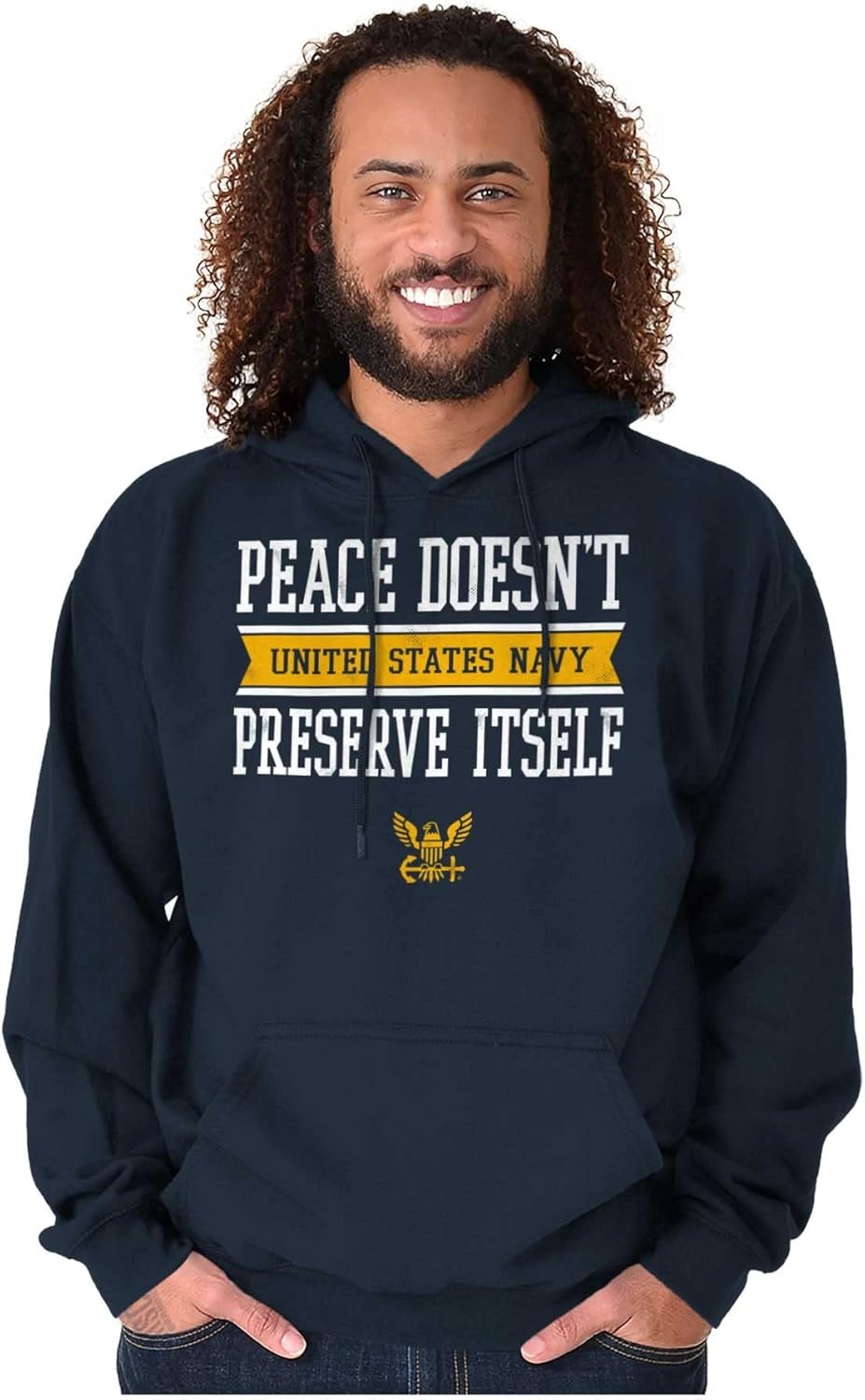 image:imageBrisco Brands Peace Doesnt Preserve US Navy Hoodie Sweatshirt Women MenNavy