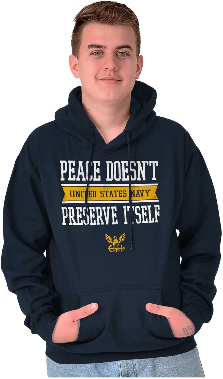 image:imageBrisco Brands Peace Doesnt Preserve US Navy Hoodie Sweatshirt Women MenNavy