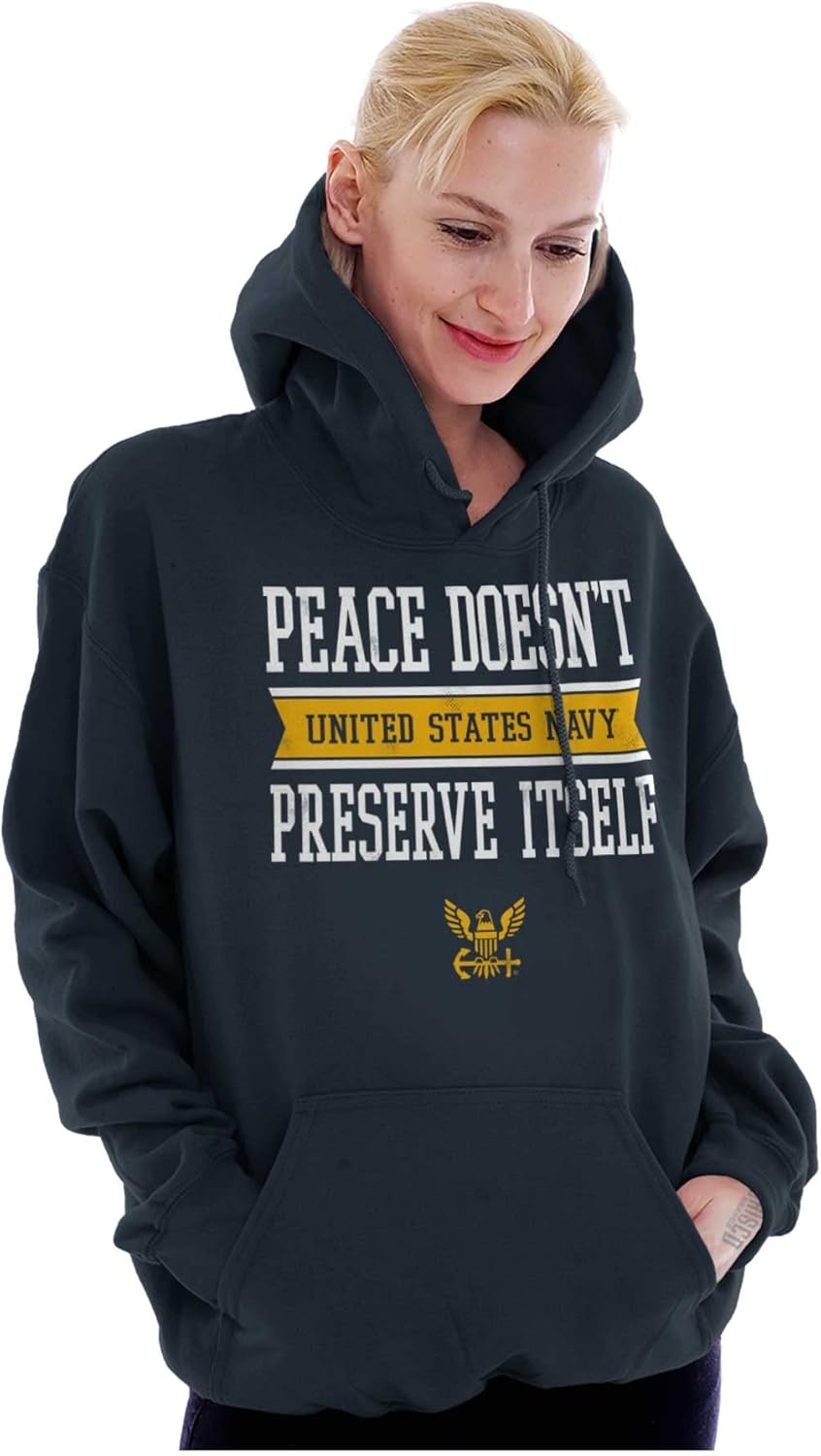 image:imageBrisco Brands Peace Doesnt Preserve US Navy Hoodie Sweatshirt Women MenNavy