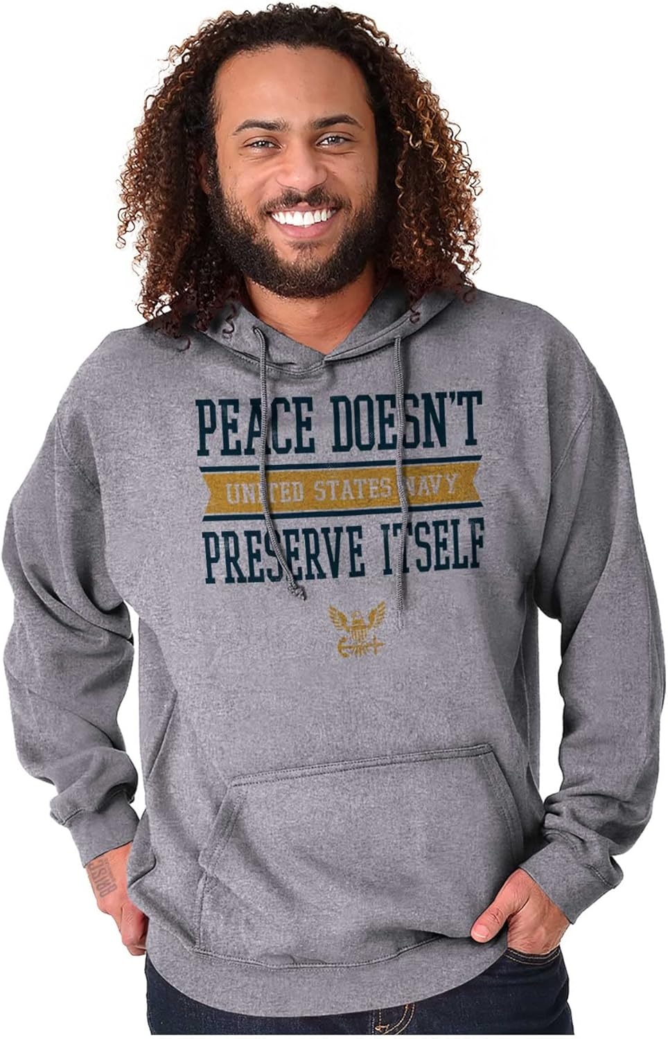 image:imageBrisco Brands Peace Doesnt Preserve US Navy Hoodie Sweatshirt Women MenSport Grey