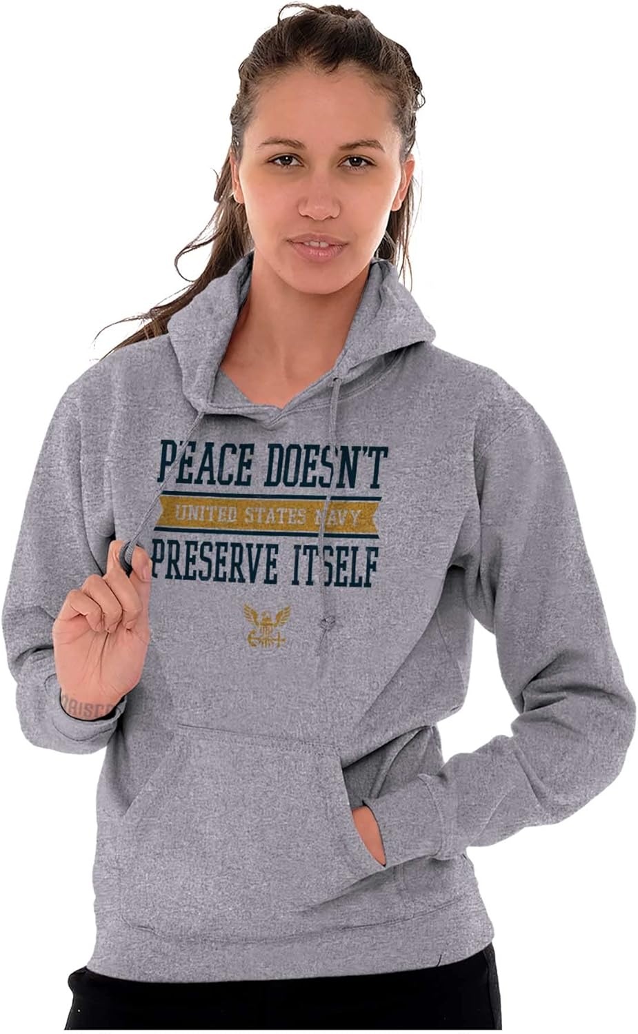 image:imageBrisco Brands Peace Doesnt Preserve US Navy Hoodie Sweatshirt Women MenSport Grey