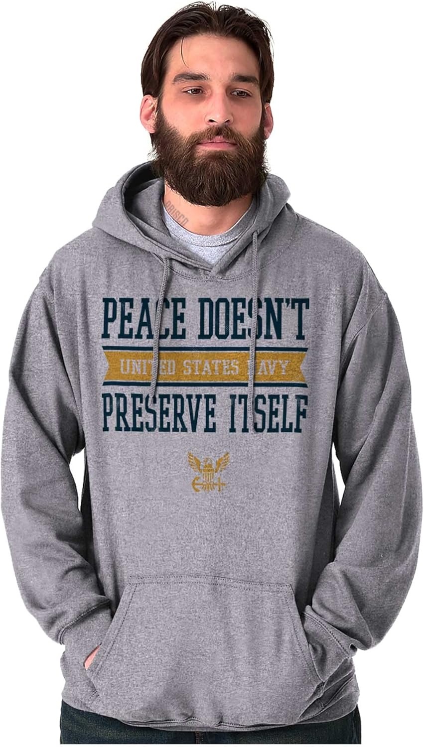 image:imageBrisco Brands Peace Doesnt Preserve US Navy Hoodie Sweatshirt Women MenSport Grey