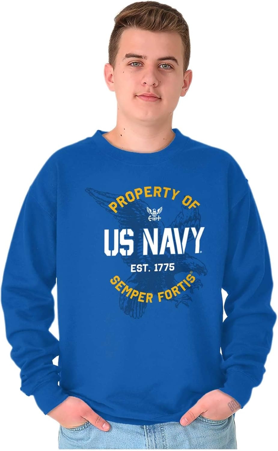image:imageBrisco Brands Property US Navy 1775 Semper Fortis Sweatshirt for Men or WomenRoyal