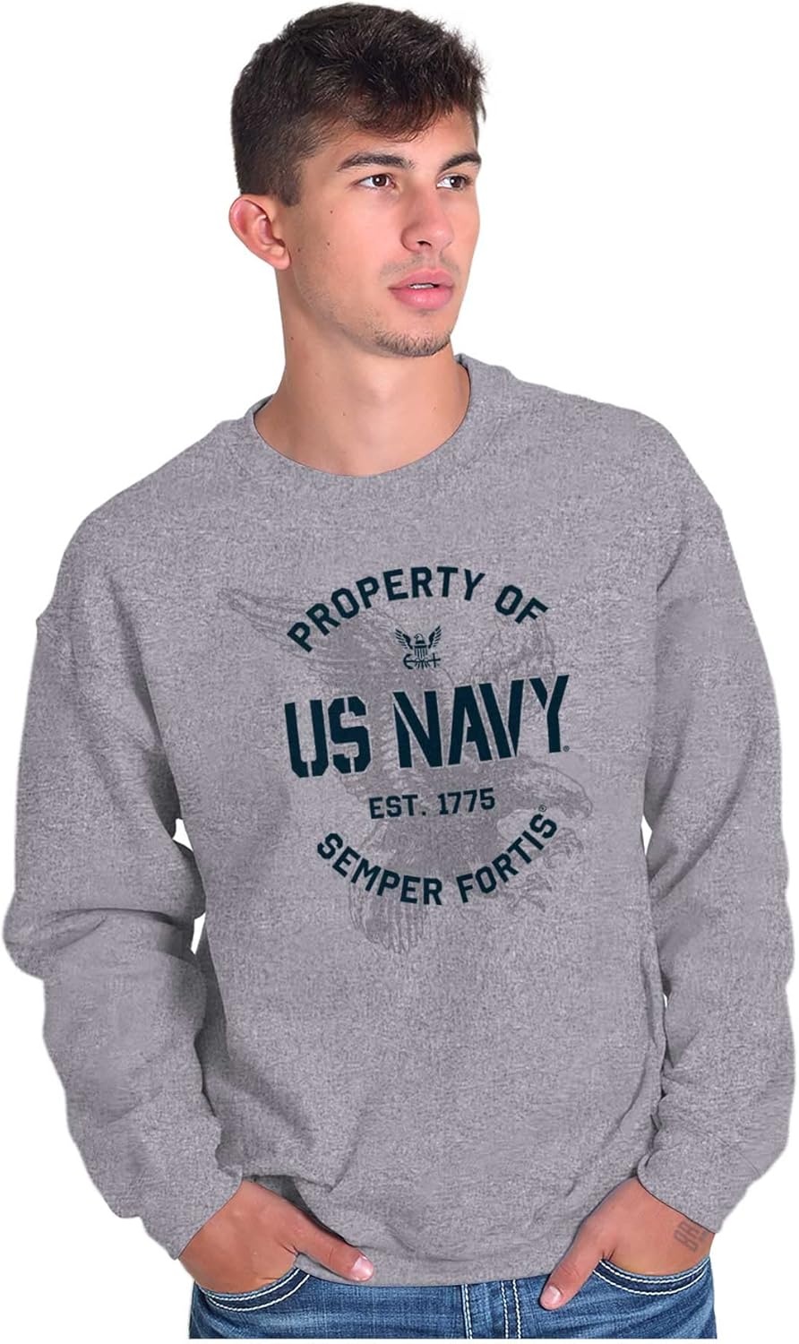 image:imageBrisco Brands Property US Navy 1775 Semper Fortis Sweatshirt for Men or WomenSport Grey