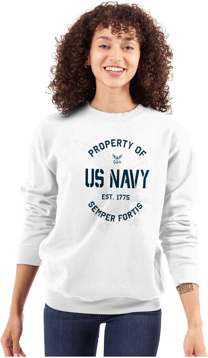 image:imageBrisco Brands Property US Navy 1775 Semper Fortis Sweatshirt for Men or WomenWhite