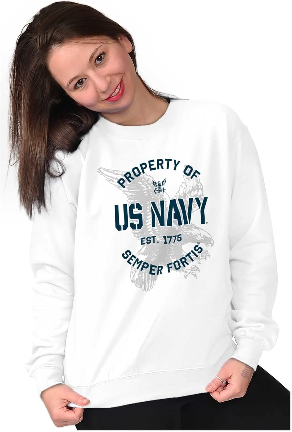 image:imageBrisco Brands Property US Navy 1775 Semper Fortis Sweatshirt for Men or WomenWhite