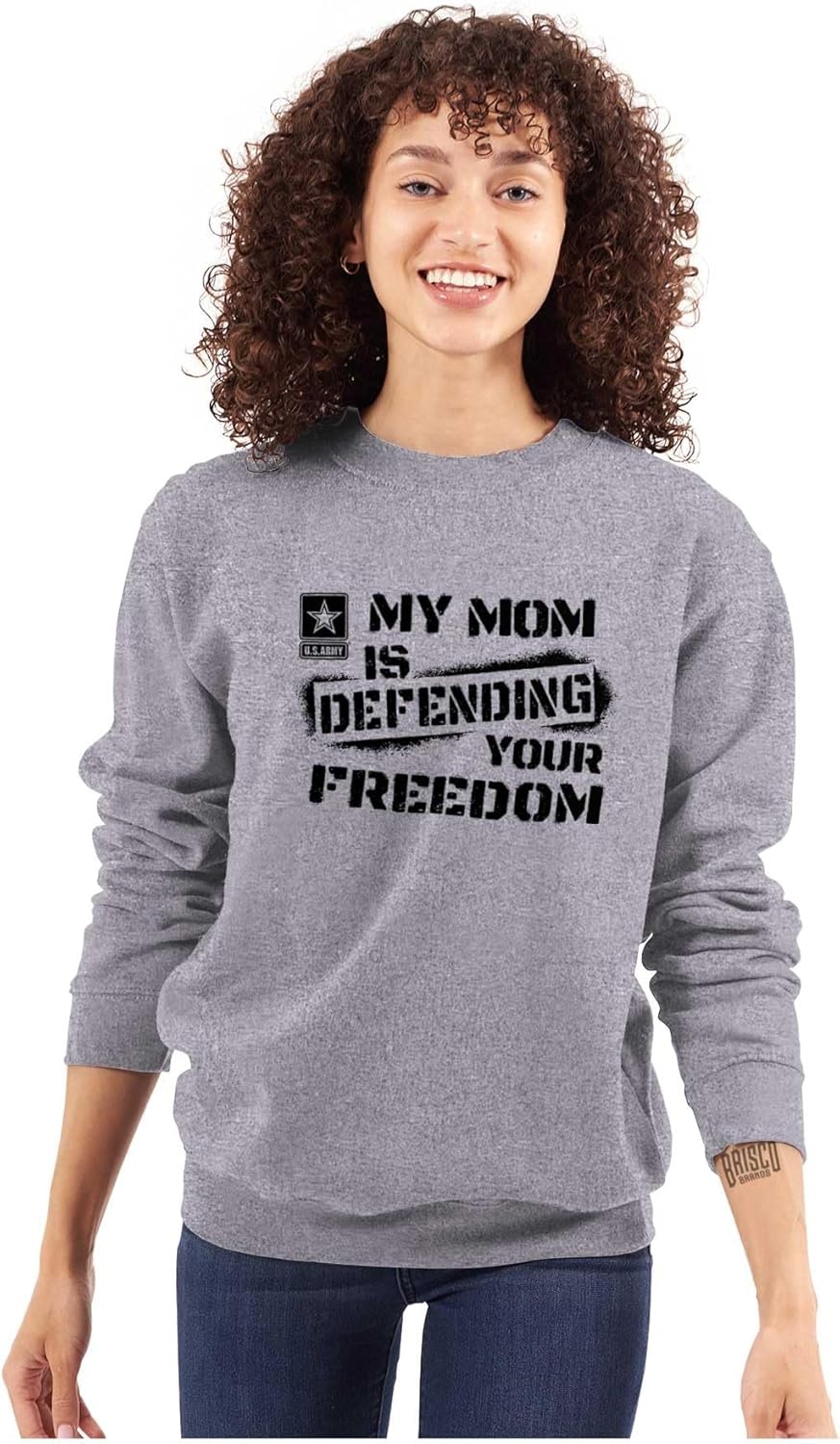 image:imageBrisco Brands US Army My Mom Defending Freedom Sweatshirt for Men or WomenSport Grey