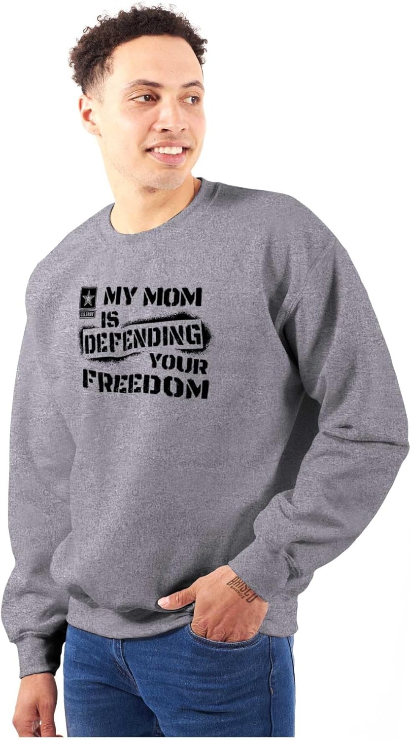 image:imageBrisco Brands US Army My Mom Defending Freedom Sweatshirt for Men or WomenSport Grey