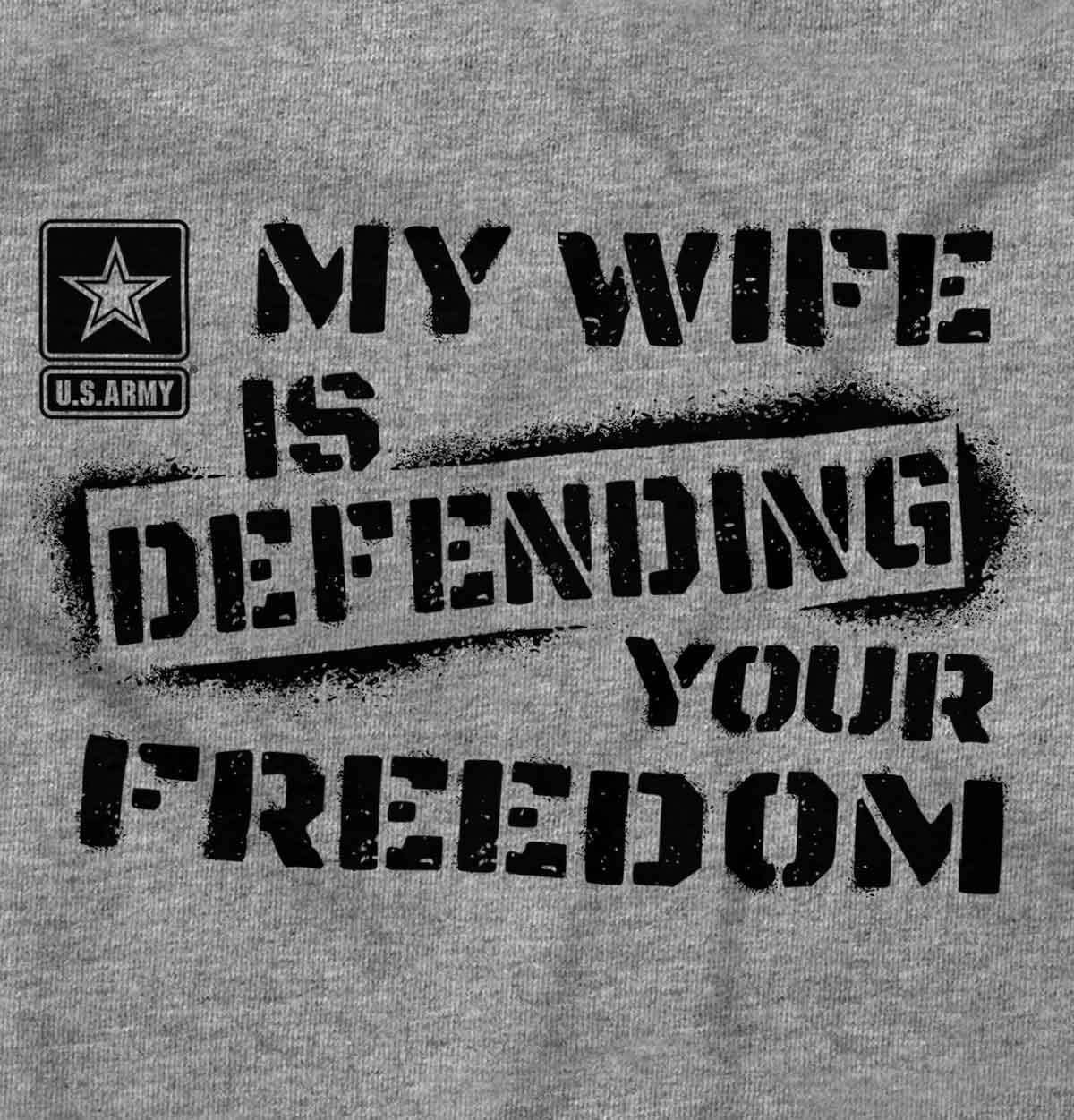 image:imageBrisco Brands US Army My Wife Defending Freedom Hoodie Sweatshirt Women MenSport Grey