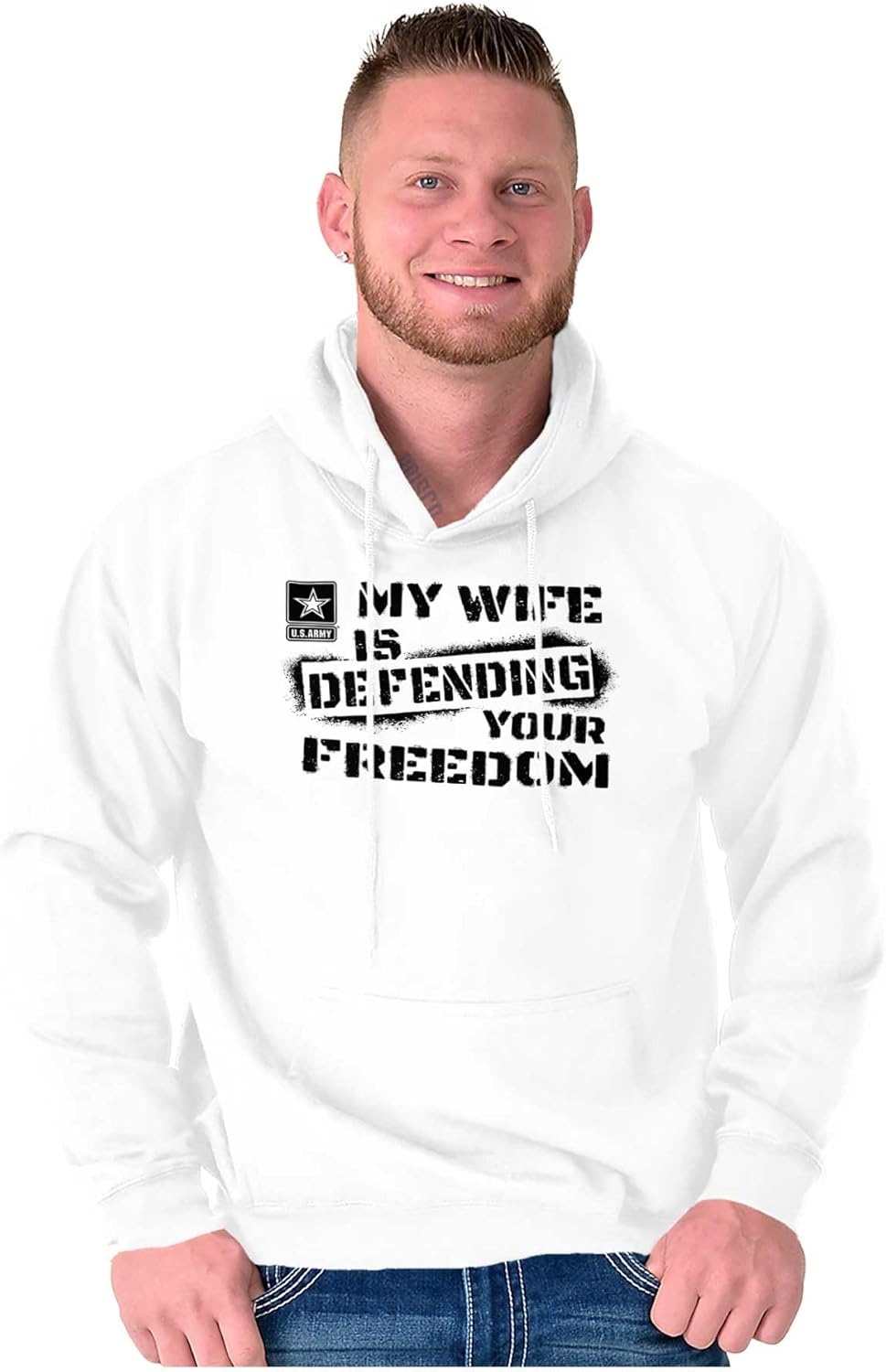 image:imageBrisco Brands US Army My Wife Defending Freedom Hoodie Sweatshirt Women MenWhite