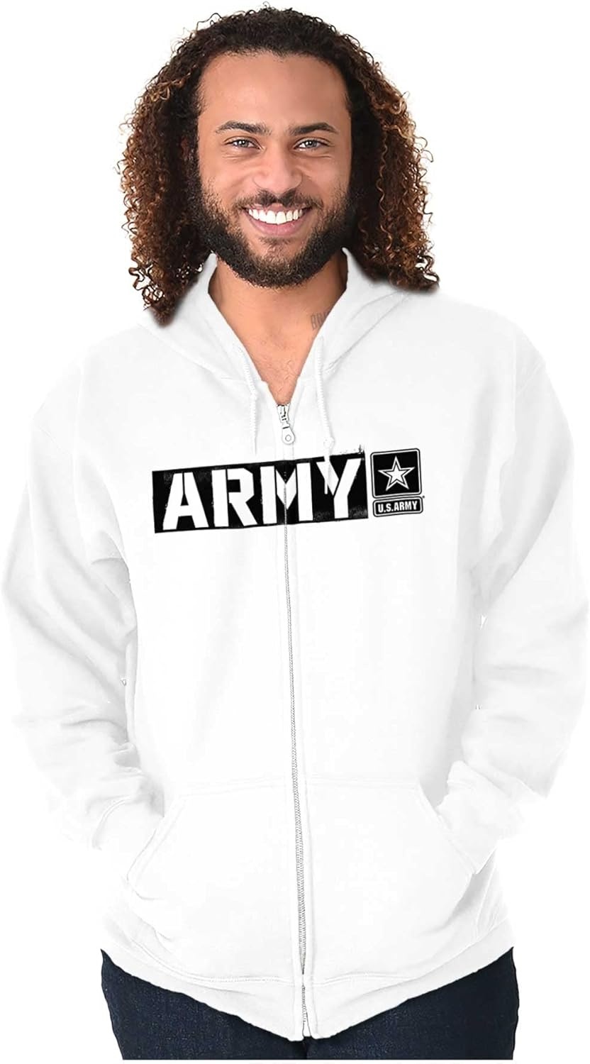 image:imageBrisco Brands US Army Soldier PT Infantry Pride Zip Up Hoodie Mens WomensWhite