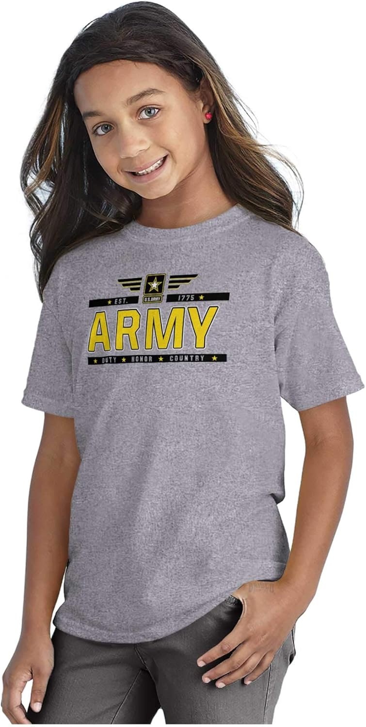 image:imageBrisco Brands US Army Star Logo Duty Honor Courage Crewneck T Shirts Boy GirlSport Grey
