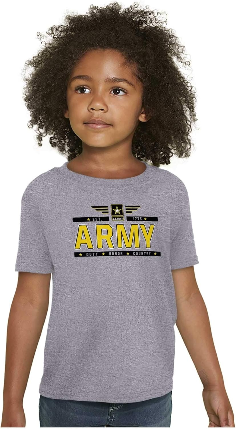 image:imageBrisco Brands US Army Star Logo Duty Honor Courage Crewneck T Shirts Boy GirlSport Grey