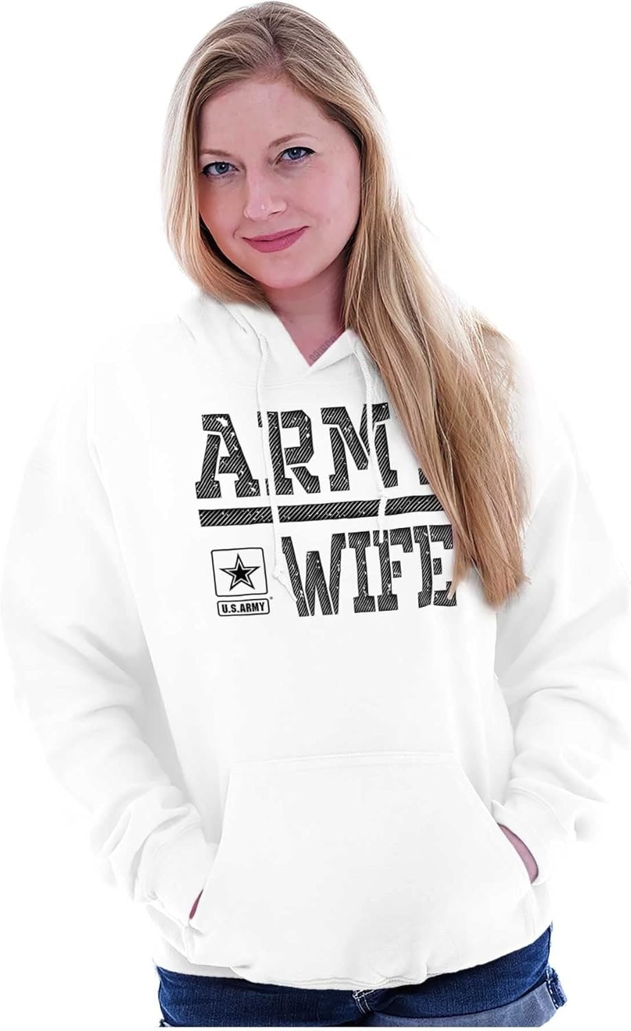 image:imageBrisco Brands US Army Wife Military Soldier Pride Hoodie Sweatshirt WomenWhite