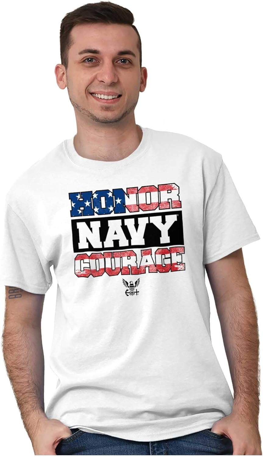 image:imageBrisco Brands US Navy Honor Courage American Flag Graphic T Shirt Men or WomenWhite