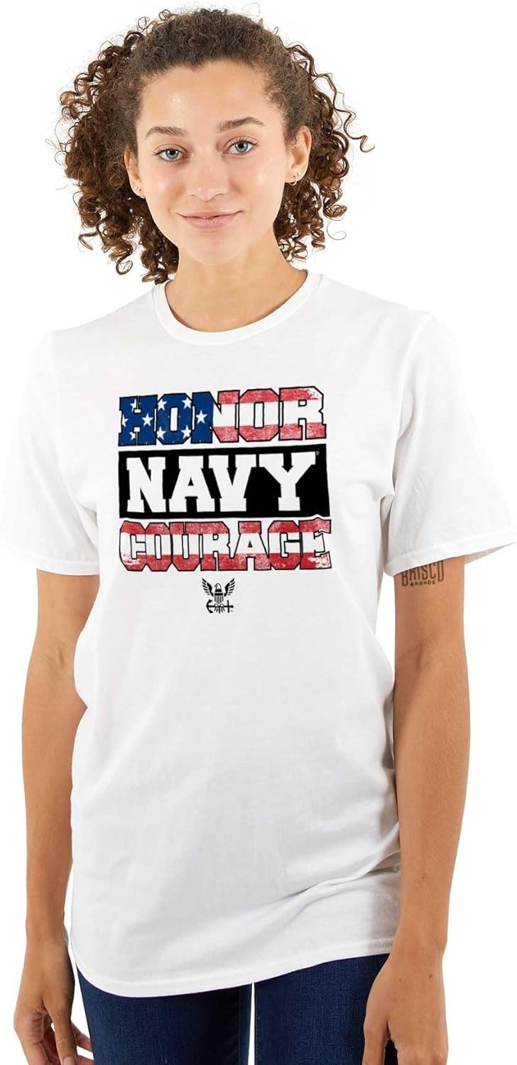 image:imageBrisco Brands US Navy Honor Courage American Flag Graphic T Shirt Men or WomenWhite
