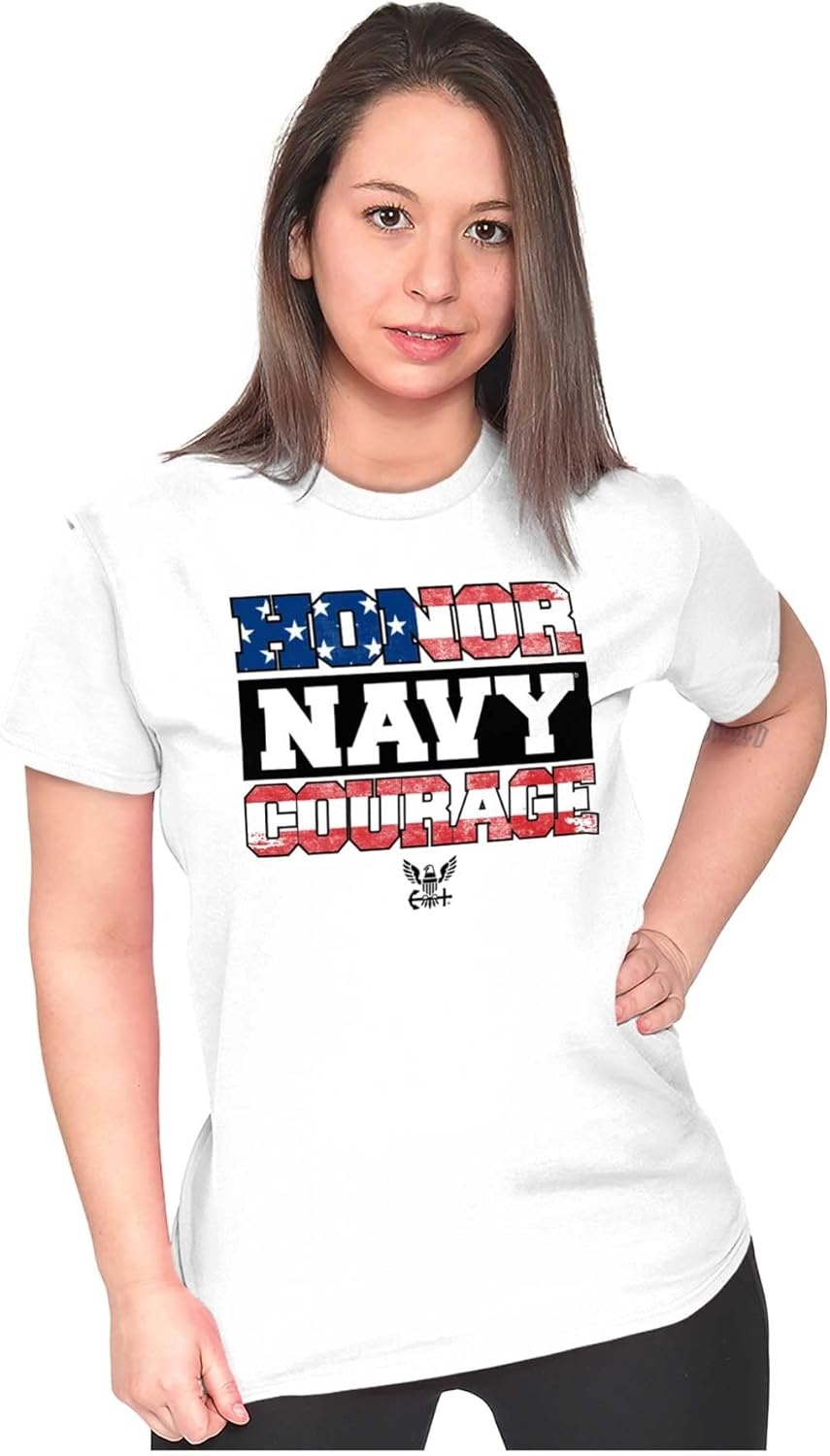 image:imageBrisco Brands US Navy Honor Courage American Flag Womens Slim Fit Graphic Tee