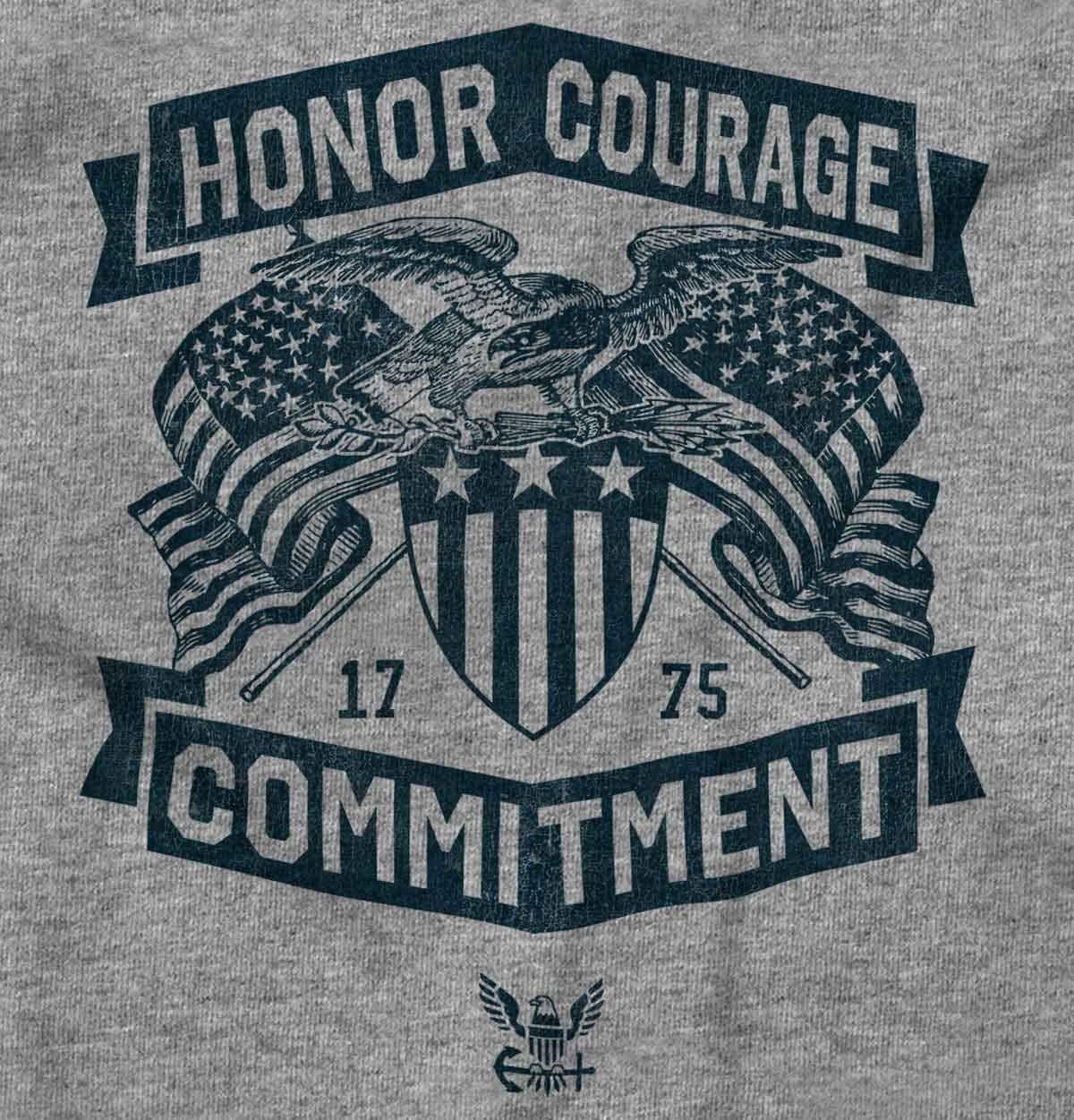 image:imageBrisco Brands US Navy Logo Honor Courage Commitment Long Sleeve Tshirt Men WomenSport Grey