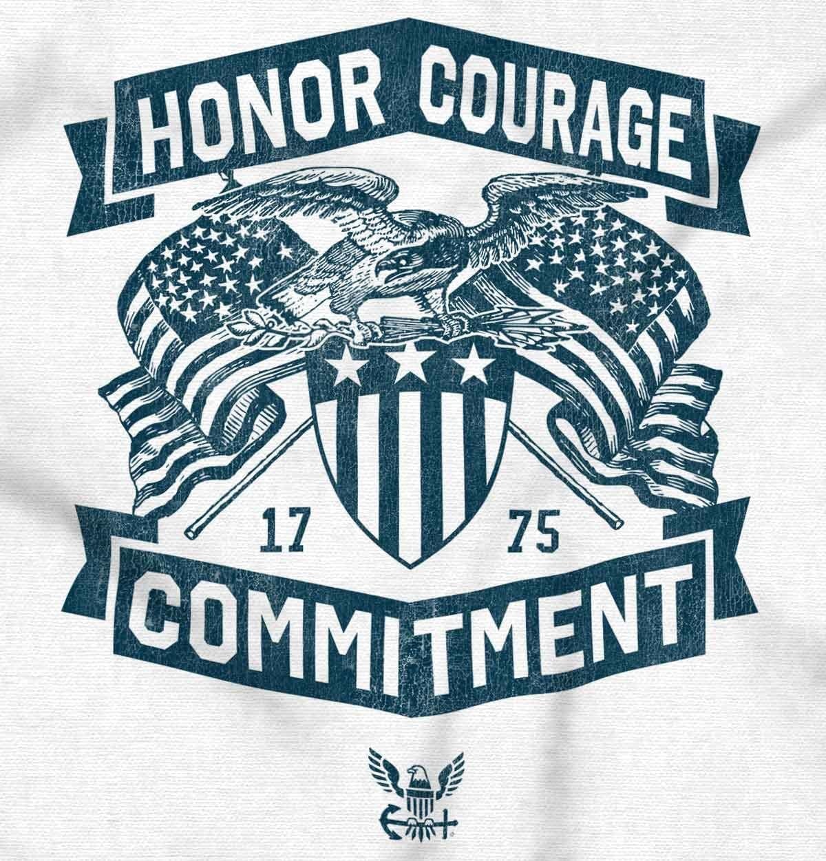 image:imageBrisco Brands US Navy Logo Honor Courage Commitment Long Sleeve Tshirt Men WomenWhite