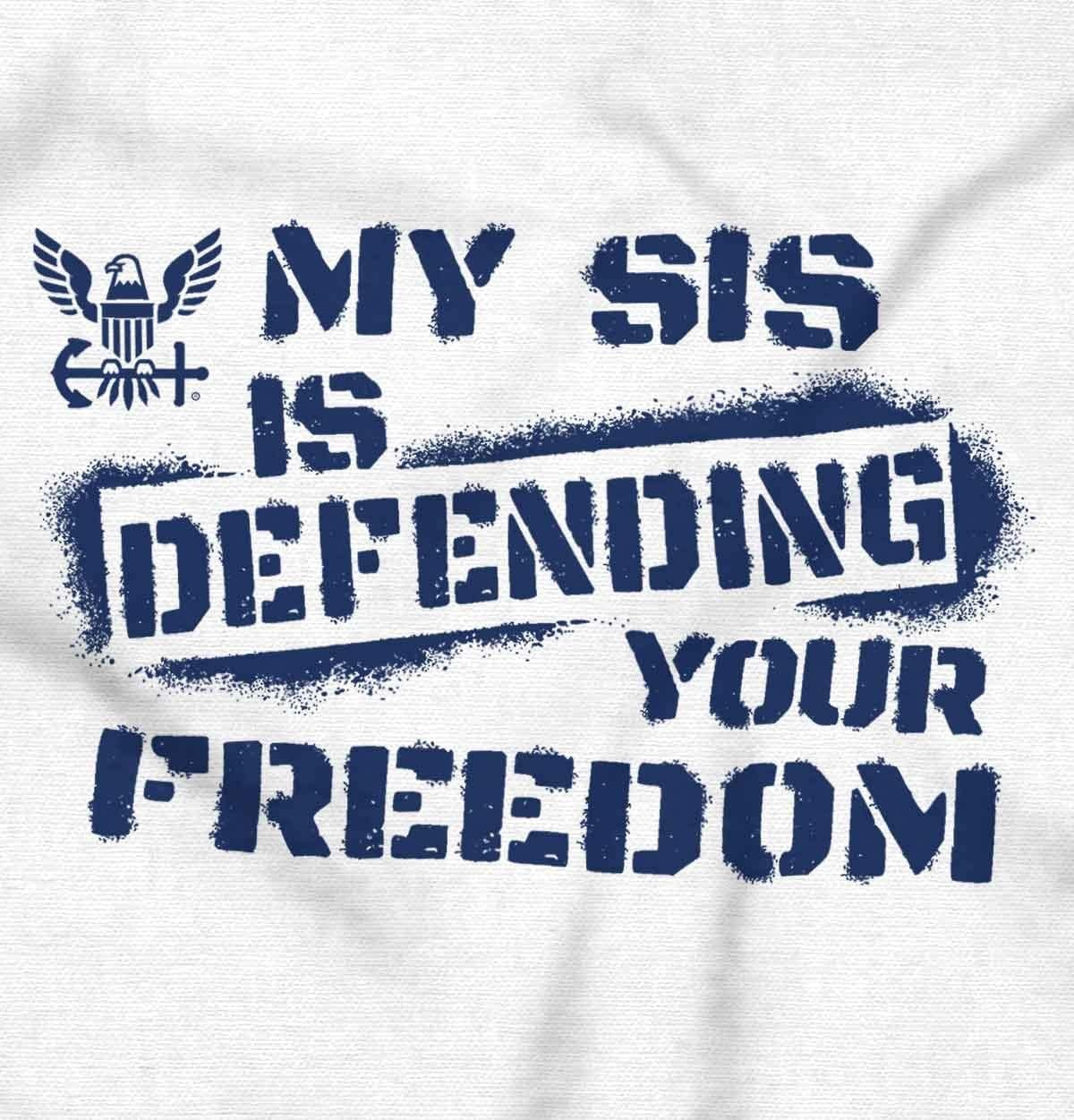 image:imageBrisco Brands US Navy Logo Sister Defending Freedom Long Sleeve Tshirt Men WomenWhite