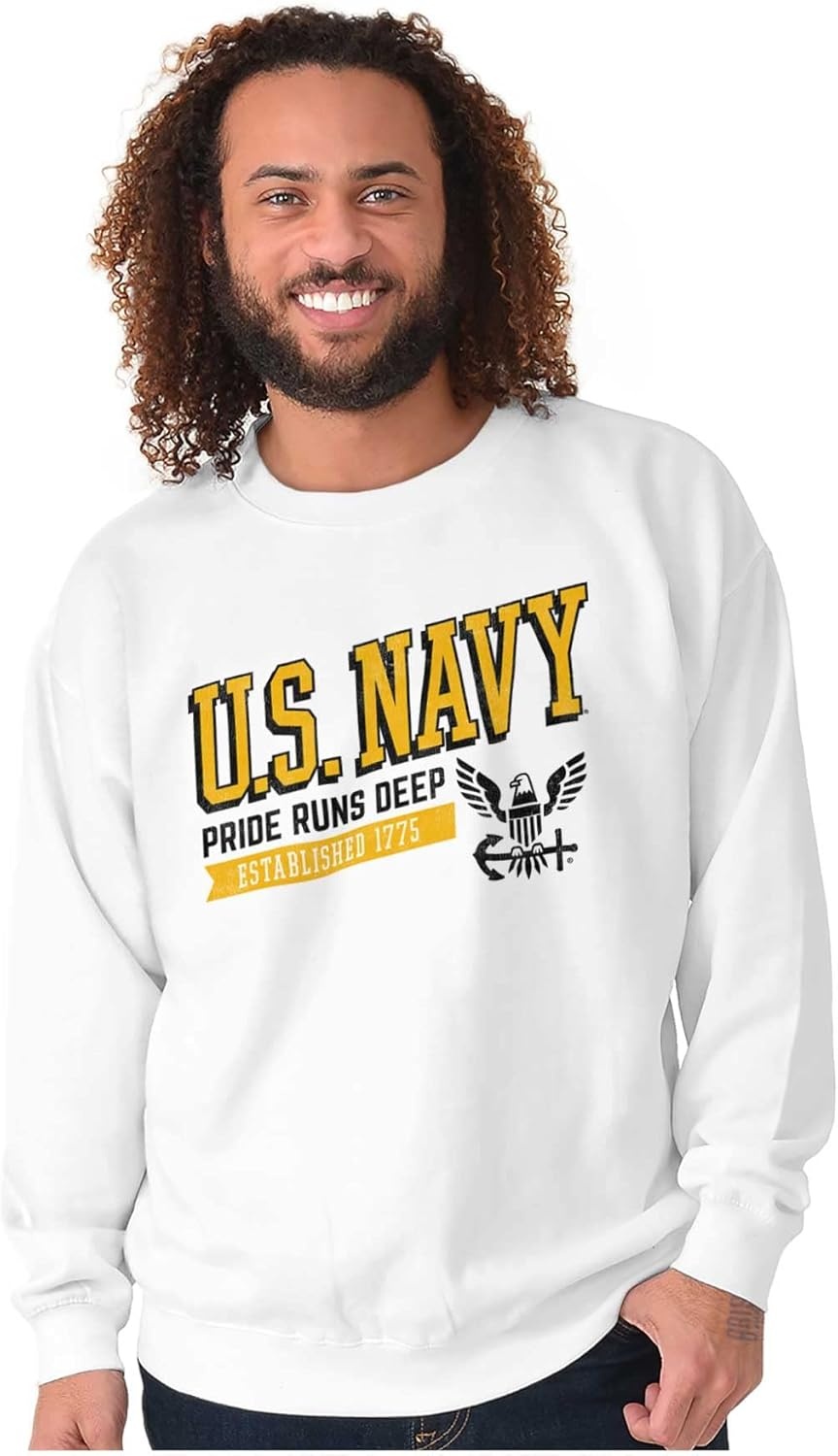 image:imageBrisco Brands US Navy Pride Runs Deep Est 1775 Sweatshirt for Men or WomenWhite