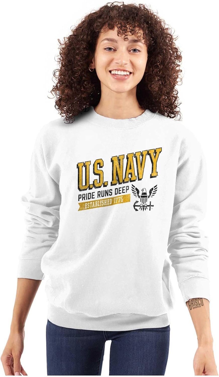 image:imageBrisco Brands US Navy Pride Runs Deep Est 1775 Sweatshirt for Men or WomenWhite