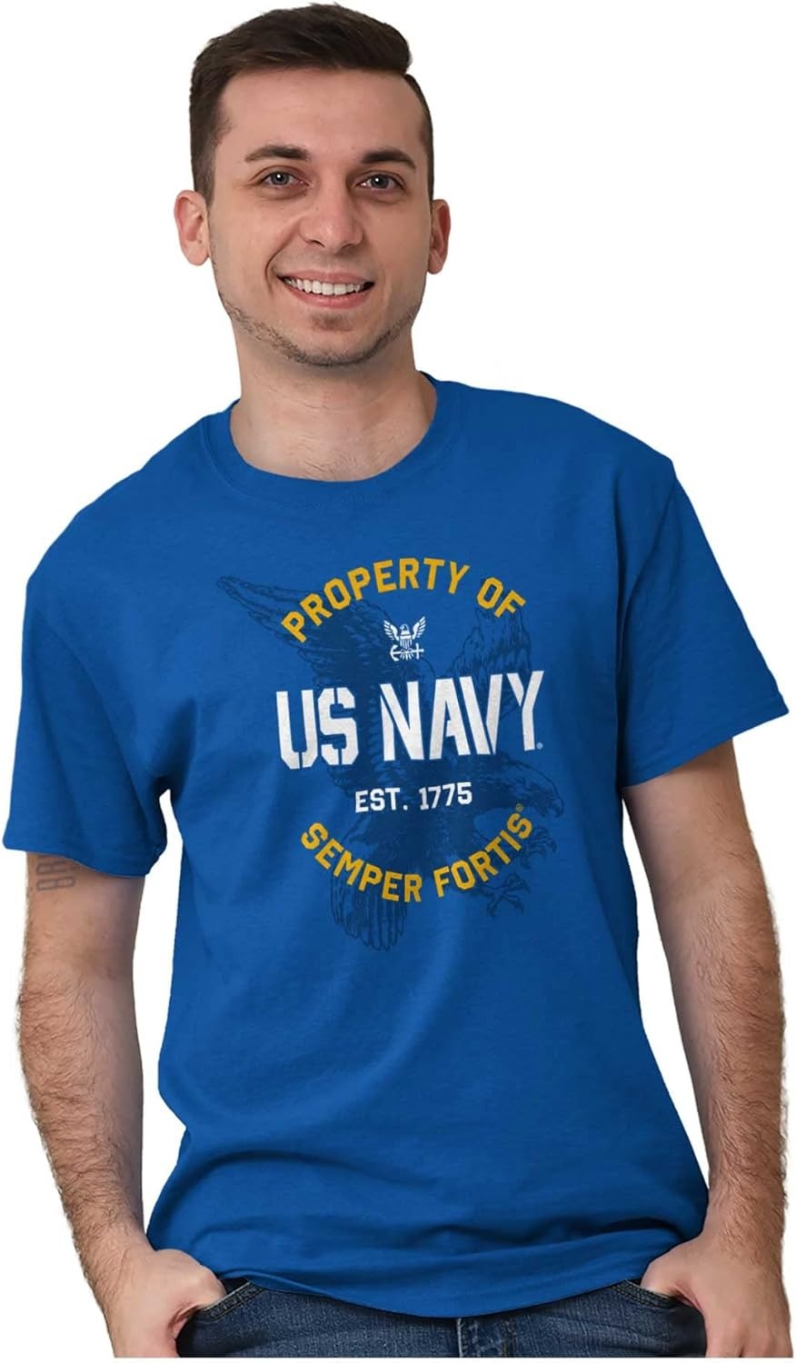 image:imageBrisco Brands US Navy Property of Semper Fortis Graphic T Shirt Men or WomenRoyal