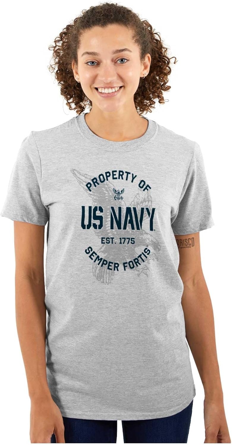 image:imageBrisco Brands US Navy Property of Semper Fortis Graphic T Shirt Men or WomenSport Grey