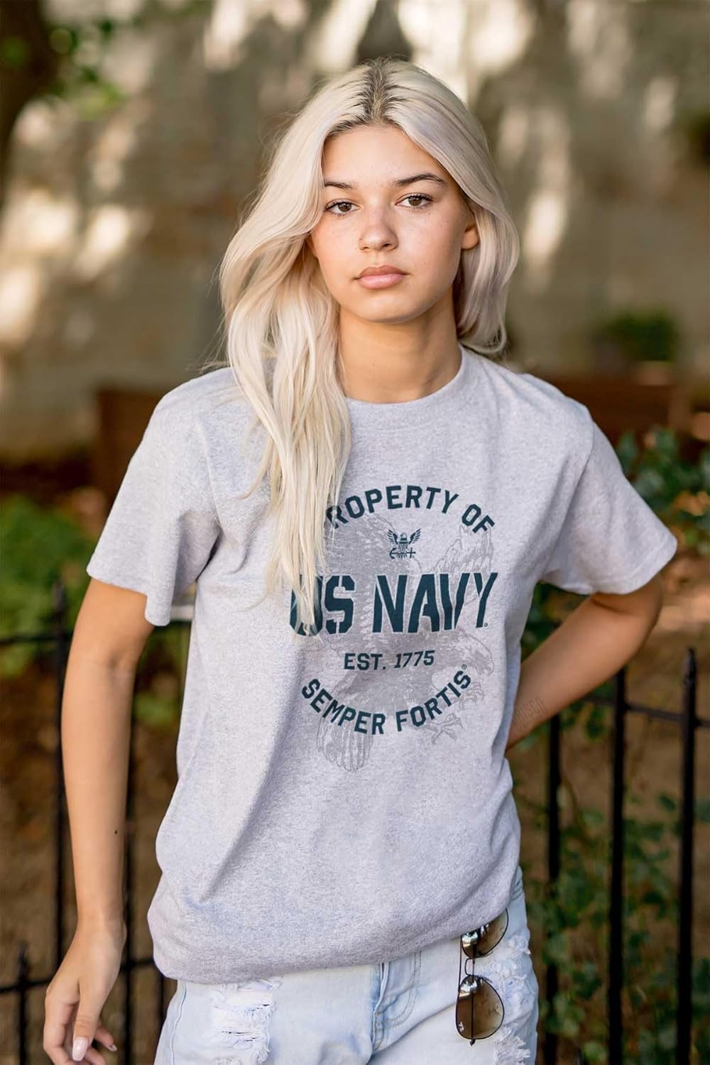 image:imageBrisco Brands US Navy Property of Semper Fortis Graphic T Shirt Men or WomenSport Grey
