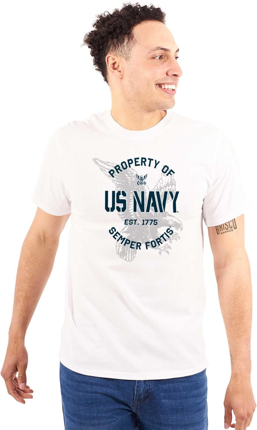 image:imageBrisco Brands US Navy Property of Semper Fortis Graphic T Shirt Men or WomenWhite