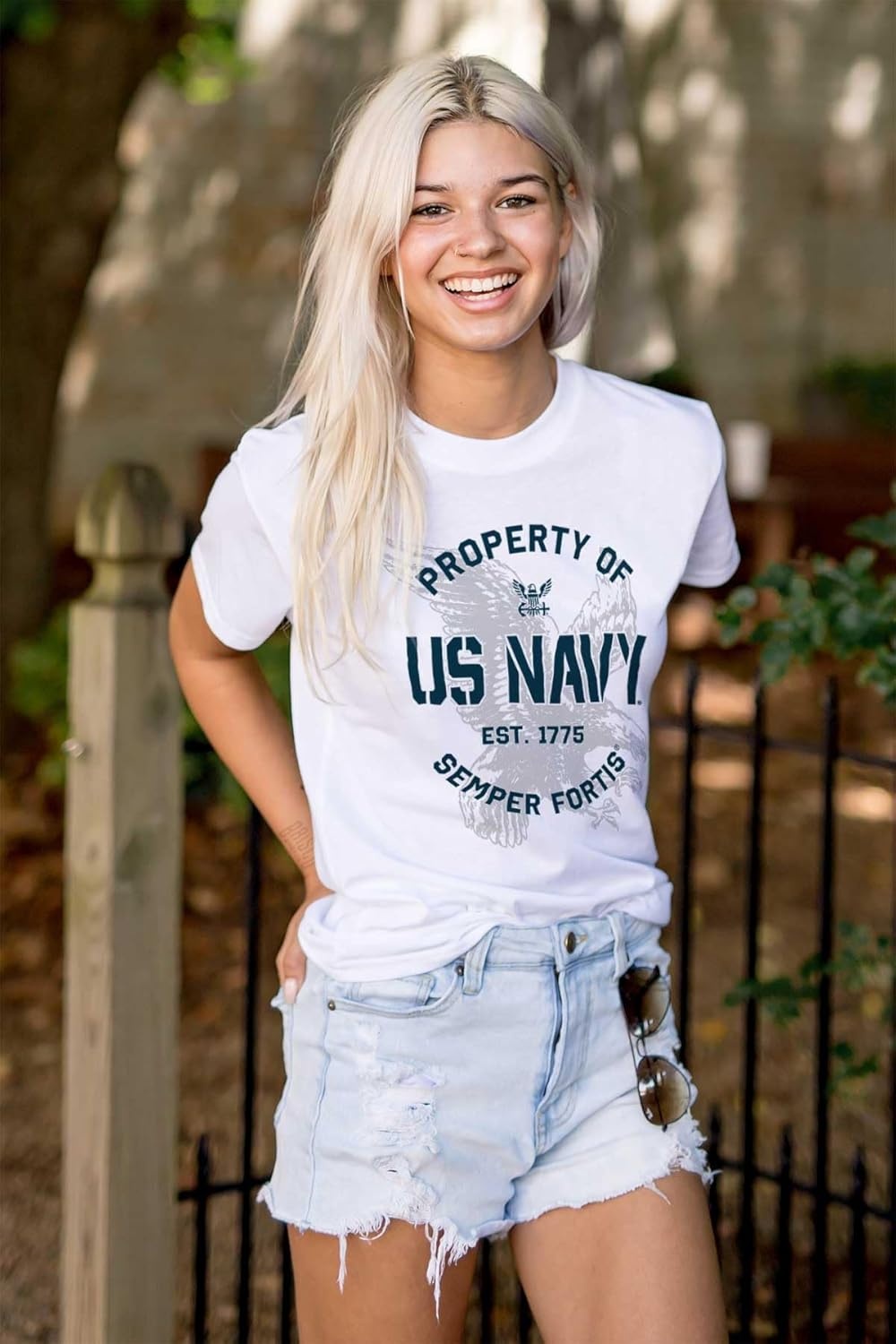 image:imageBrisco Brands US Navy Property of Semper Fortis Graphic T Shirt Men or WomenWhite