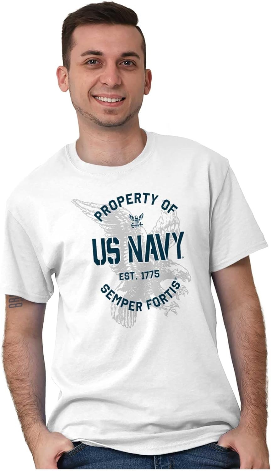 image:imageBrisco Brands US Navy Property of Semper Fortis Graphic T Shirt Men or WomenWhite