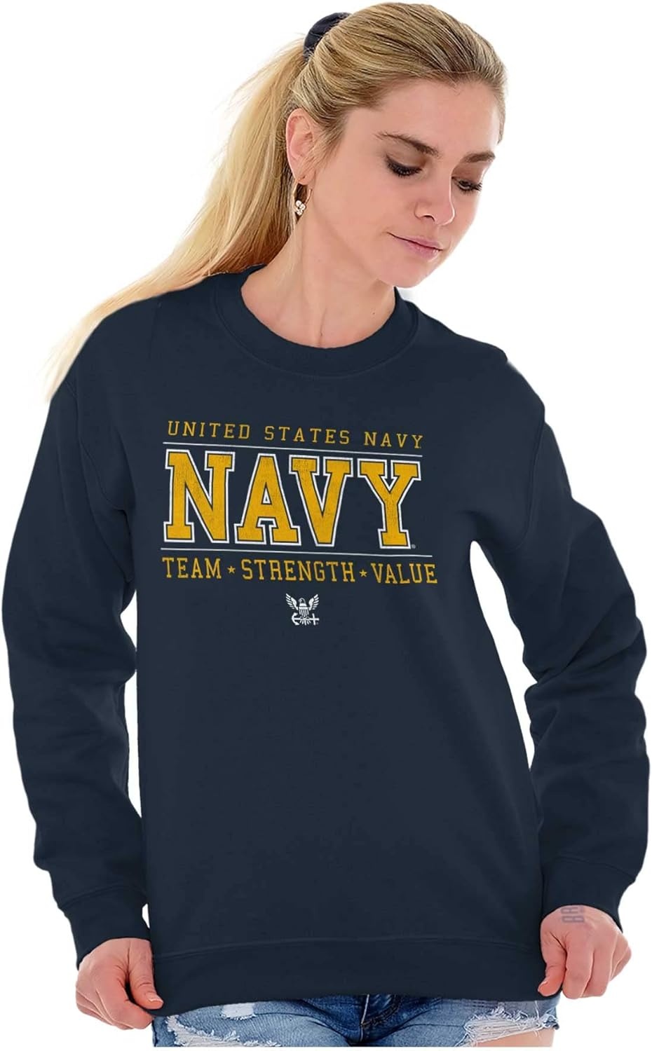 image:imageBrisco Brands US Navy Team Strength Value Sweatshirt for Men or WomenNavy
