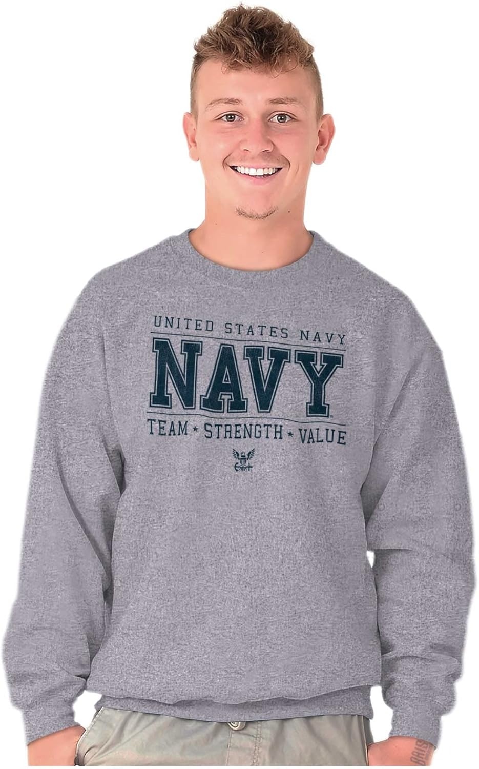 image:imageBrisco Brands US Navy Team Strength Value Sweatshirt for Men or WomenSport Grey