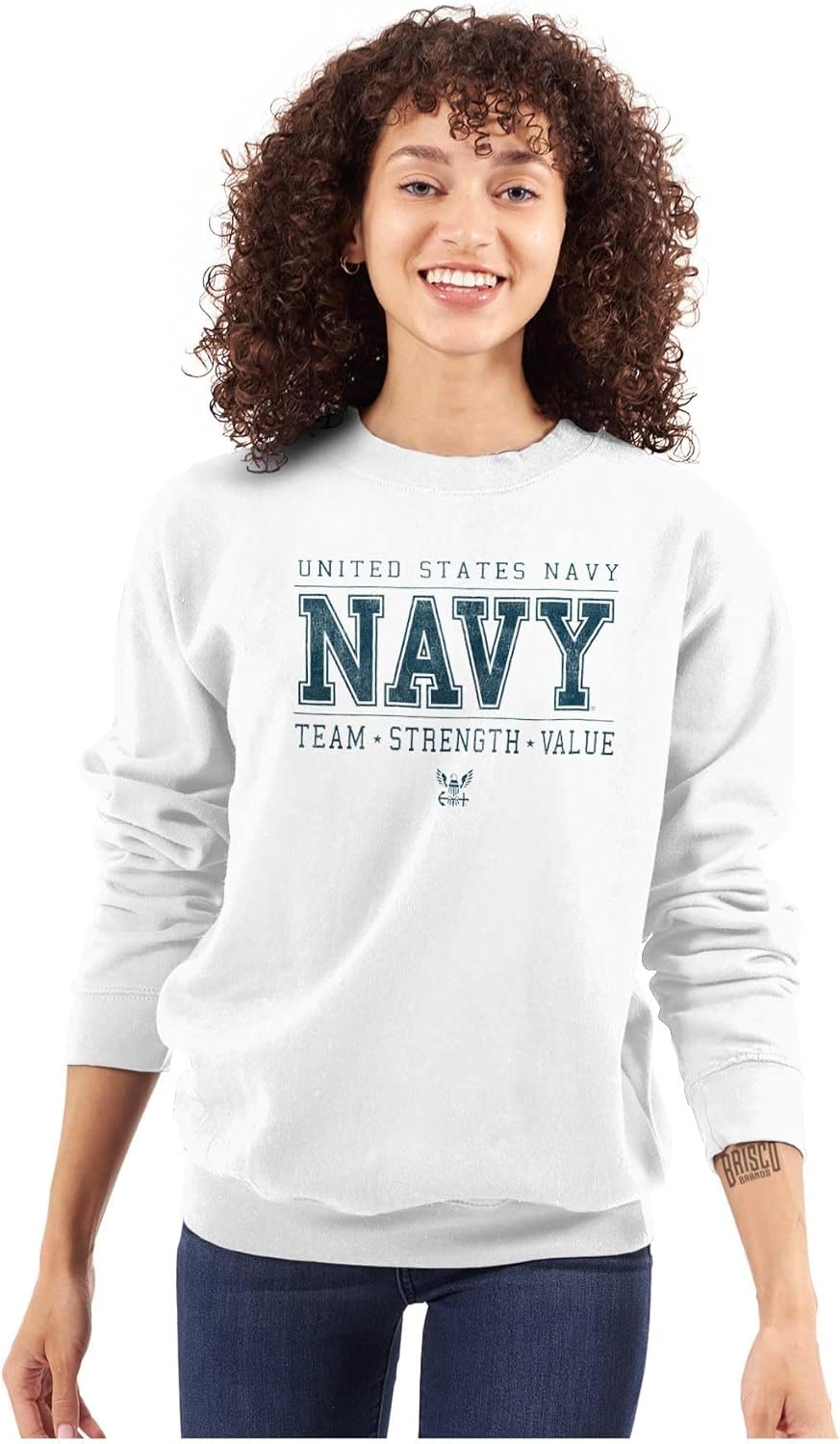 image:imageBrisco Brands US Navy Team Strength Value Sweatshirt for Men or WomenWhite