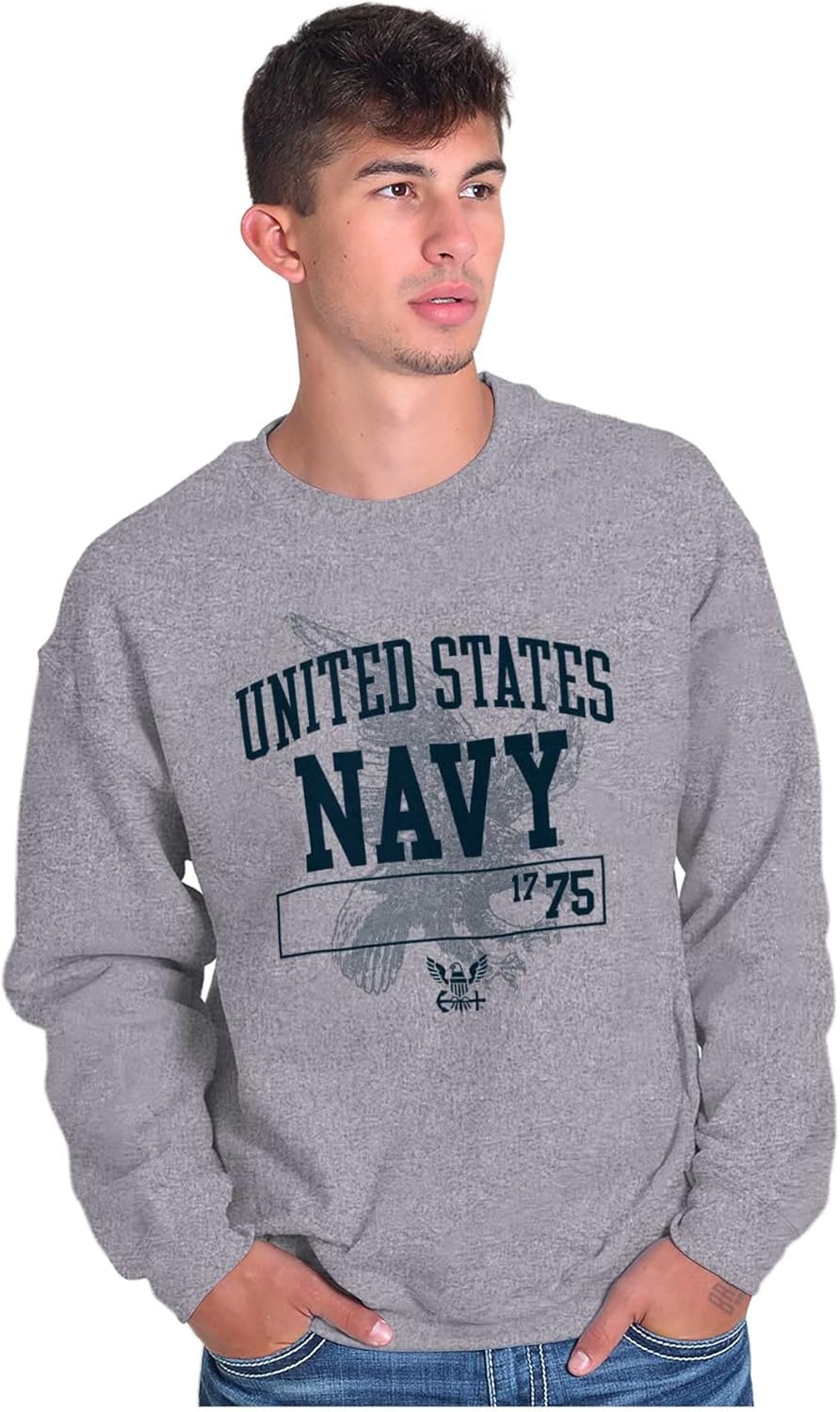 image:imageBrisco Brands United States Navy 1775 Eagle Anchor Sweatshirt for Men or WomenSport Grey