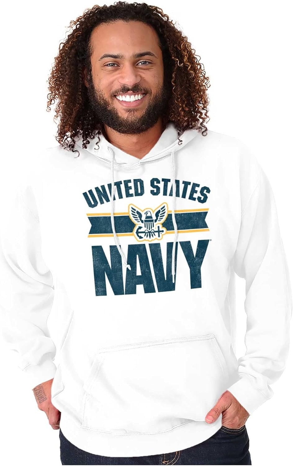 image:imageBrisco Brands United States Navy Military Logo Icon Hoodie Sweatshirt Women MenWhite