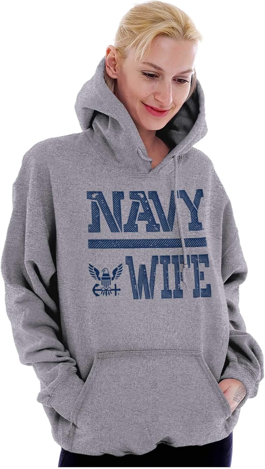 image:imageBrisco Brands United States Navy Proud Wife Fianc USA Hoodie Sweatshirt WomenSport Grey