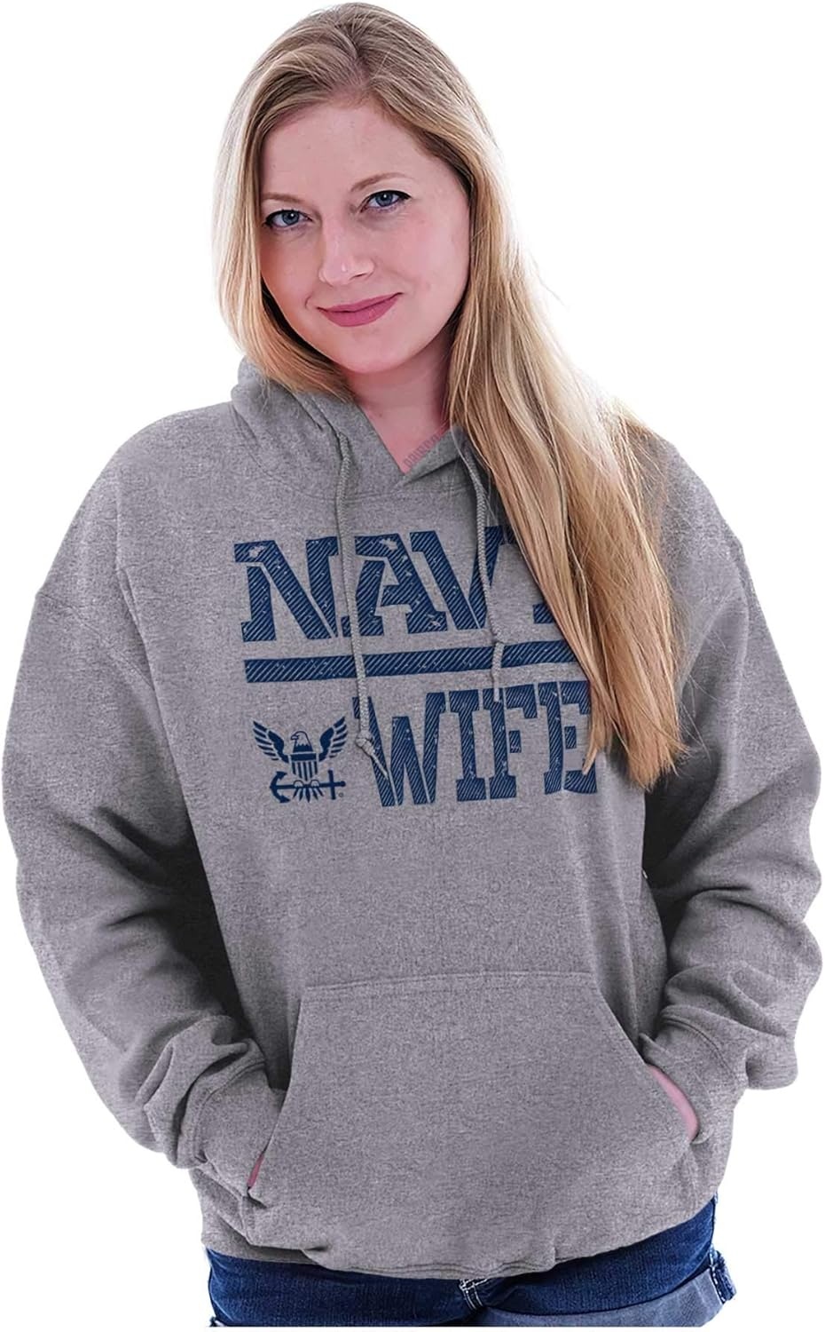 image:imageBrisco Brands United States Navy Proud Wife Fianc USA Hoodie Sweatshirt WomenSport Grey