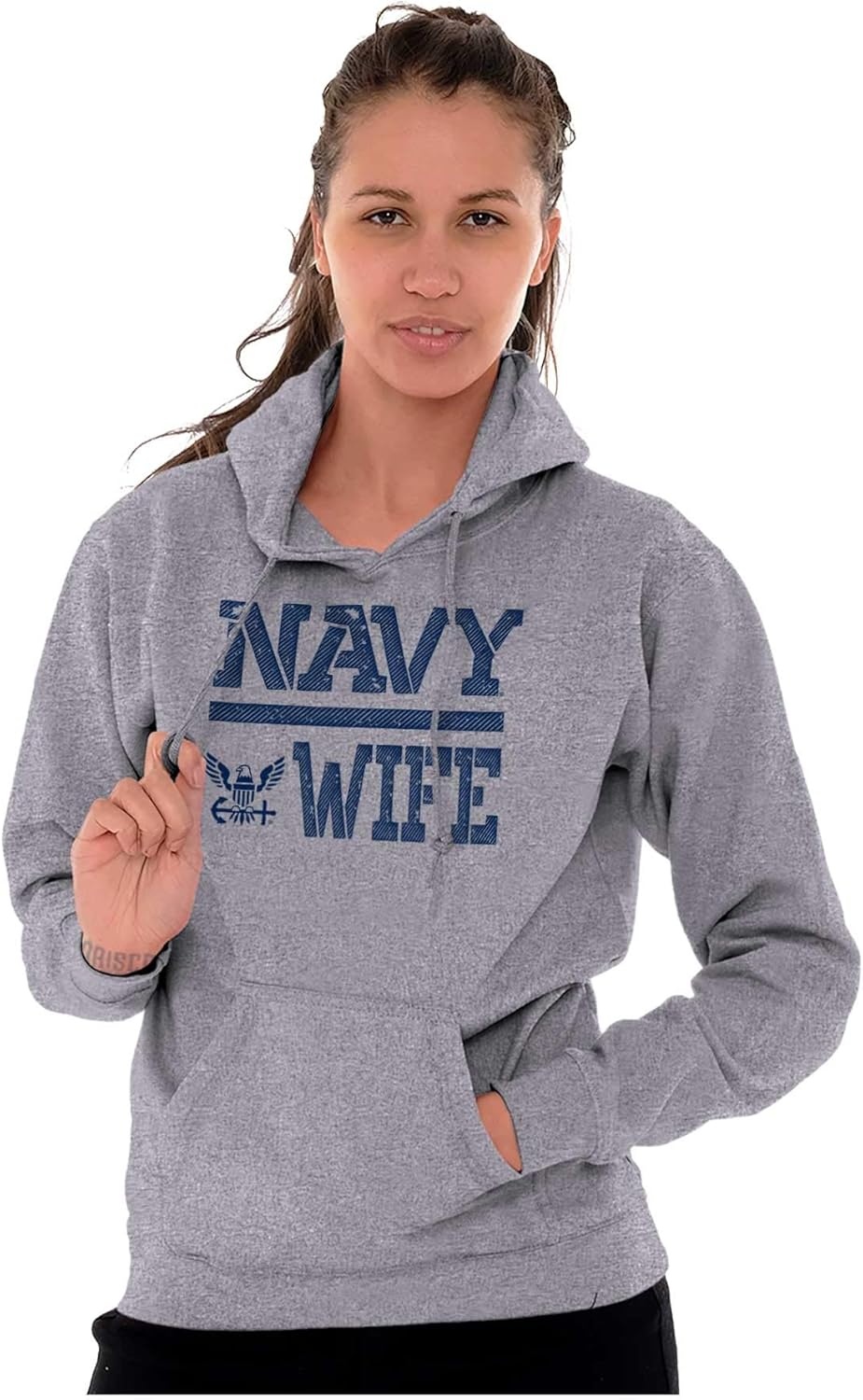 image:imageBrisco Brands United States Navy Proud Wife Fianc USA Hoodie Sweatshirt WomenSport Grey