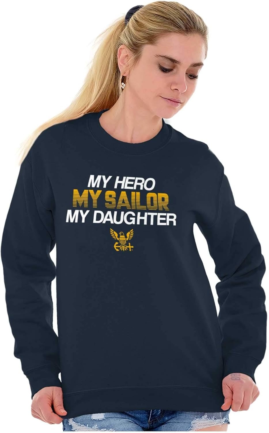 image:imageBrisco Brands United States Navy Sailor Daughter Dad Sweatshirt for Men or WomenNavy