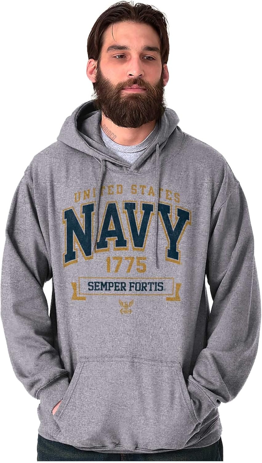 image:imageBrisco Brands United States Navy Semper Fortis 1775 Hoodie Sweatshirt Women MenSport Grey