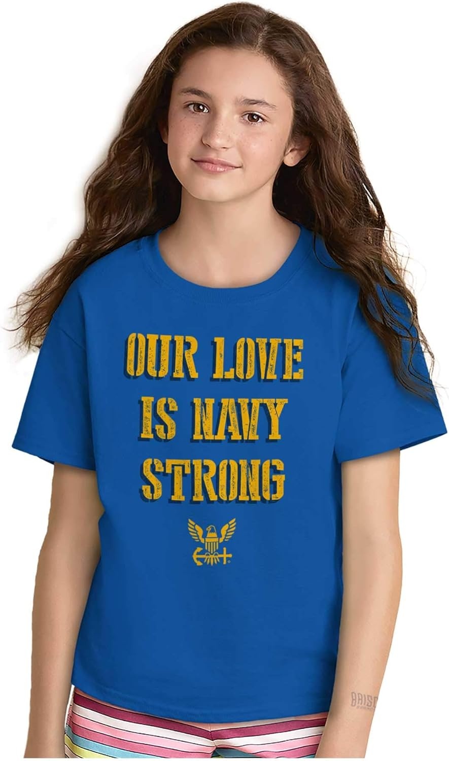 image:imageOur Love is Navy Strong Anchor Logo Crewneck T Shirts Boy GirlRoyal