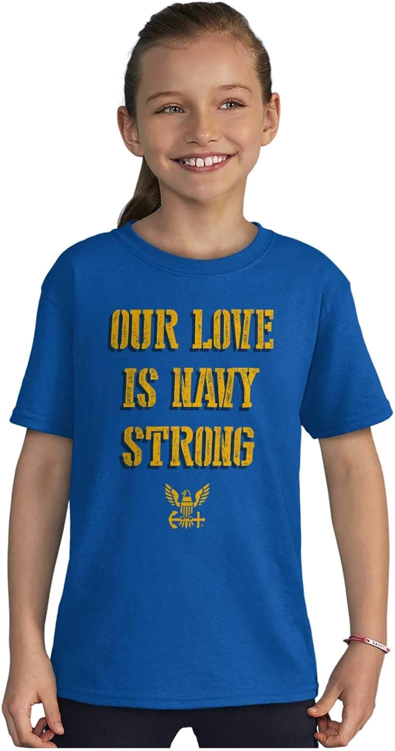 image:imageOur Love is Navy Strong Anchor Logo Crewneck T Shirts Boy GirlRoyal