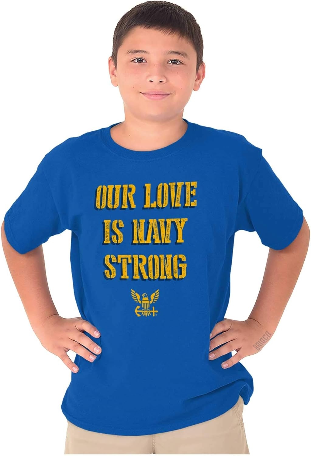 image:imageOur Love is Navy Strong Anchor Logo Crewneck T Shirts Boy GirlRoyal