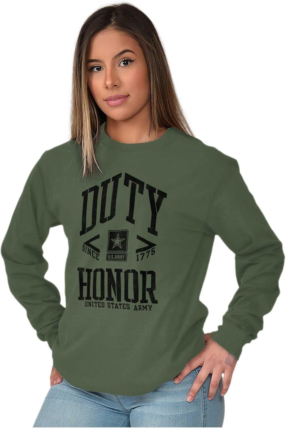 image:imageUS Army Proud Soldiers Veterans Long Sleeve Tshirt Men WomenMilitary Green