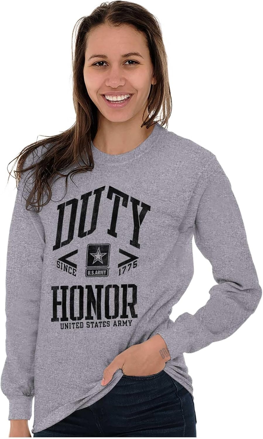 image:imageUS Army Proud Soldiers Veterans Long Sleeve Tshirt Men WomenSport Grey