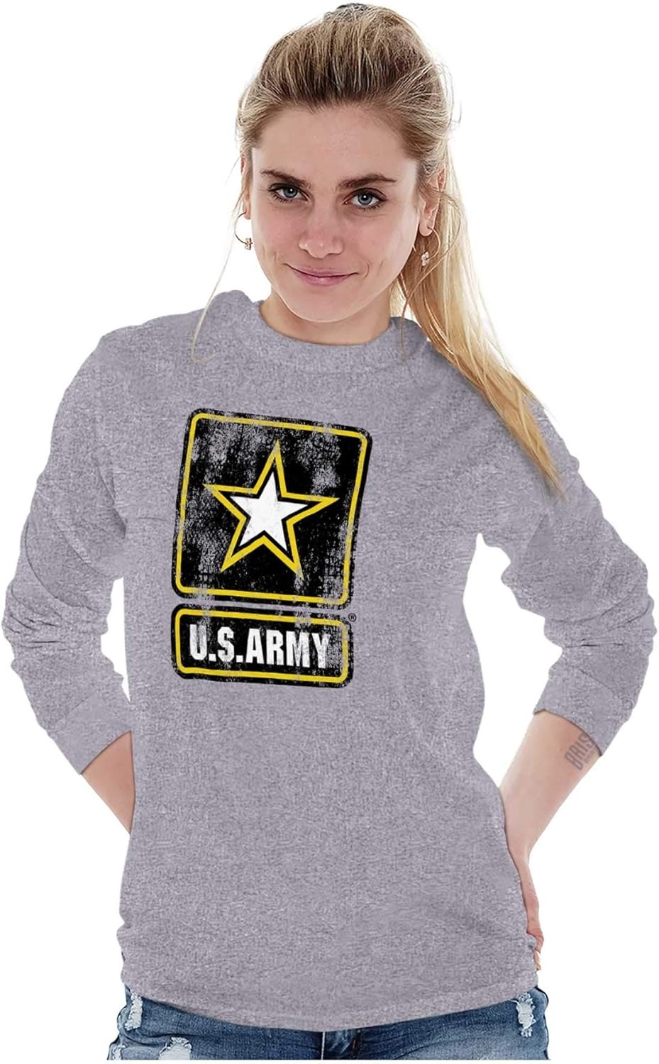 image:imageUS Army United States Military Pride Long Sleeve Tshirt Men WomenSport Grey