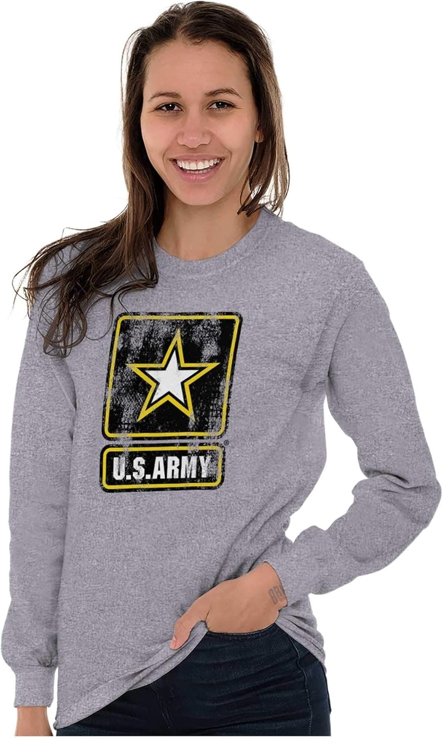 image:imageUS Army United States Military Pride Long Sleeve Tshirt Men WomenSport Grey