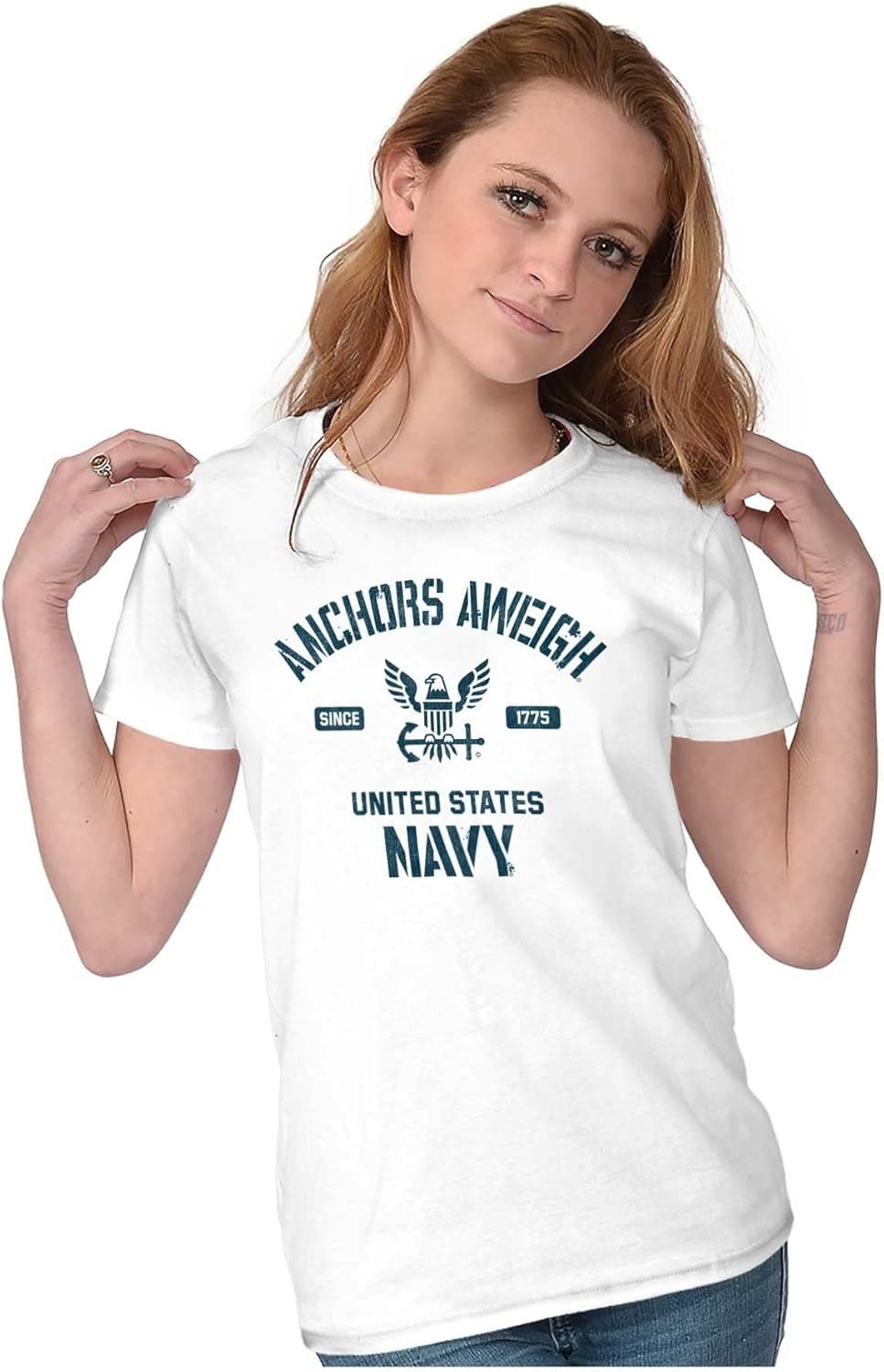 image:imageUnited States Navy Logo Anchor Aweigh Womens Slim Fit Graphic Tee